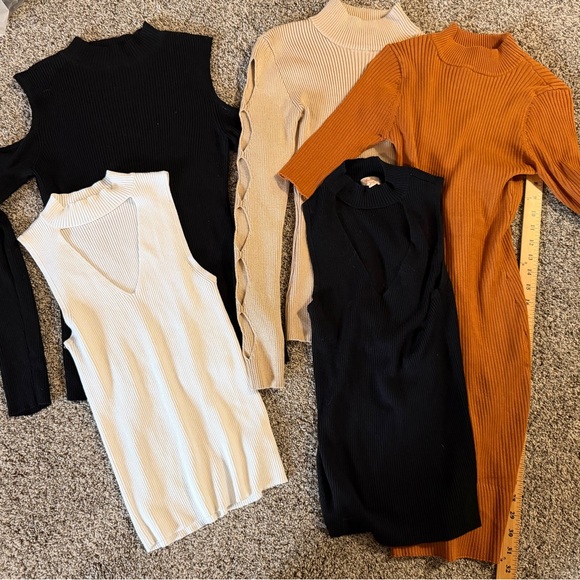 Say What? Sweaters - EUC LOT OF 5 medium Women's Sweater Black, cream, Tan, Orange dress